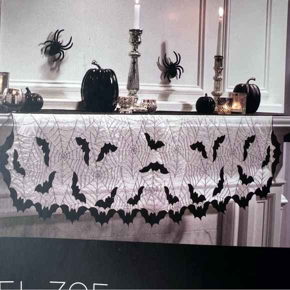 Rachel Zoe Halloween Spiderweb and Bats Mantel Scarf - Picture 1 of 5